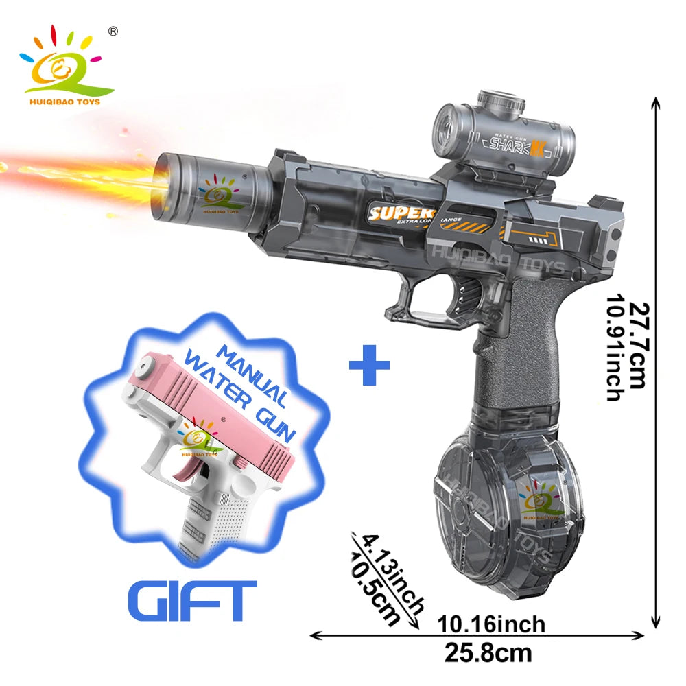 Pistolet à eau électrique HUIQIBAO – Tir automatique, lumières LED, portée 8m
