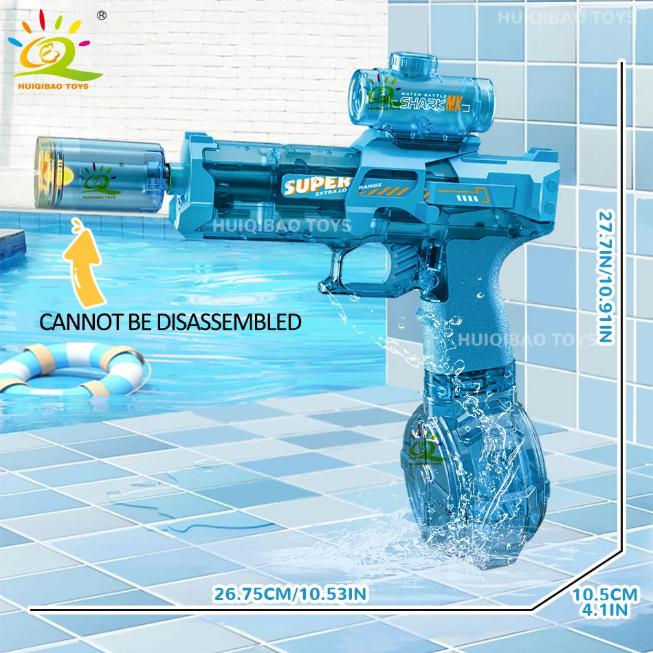 Pistolet à eau électrique HUIQIBAO – Tir automatique, lumières LED, portée 8m