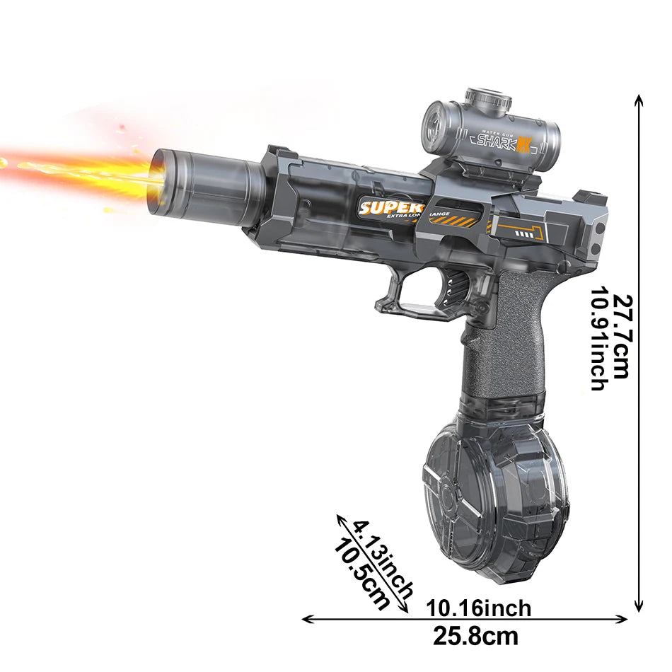 Pistolet à eau électrique HUIQIBAO – Tir automatique, lumières LED, portée 8m